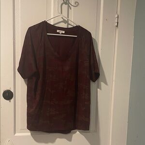 Burgundy Camo V-Neck Tee